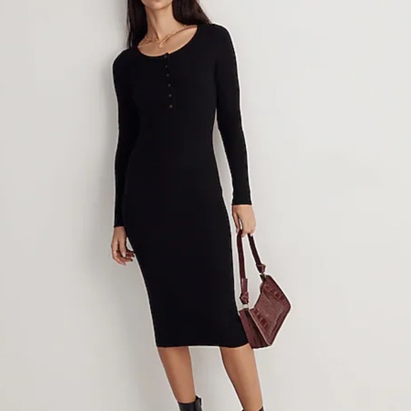 Madewell Henley Ribbed Sweater Midi Dress Size M - Picture 1 of 6